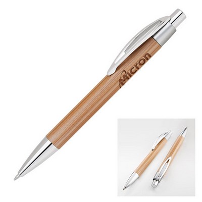 Eco-Friendly Sleek Bamboo Ballpoint Pen, Click Action