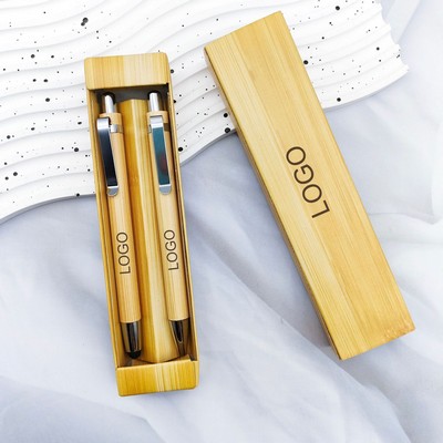 Bamboo Ballpoint Pen & Stylus Set