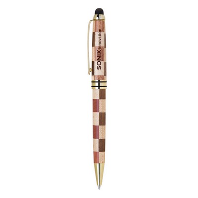 Heritage Checkerboard Stylus Wood Pen