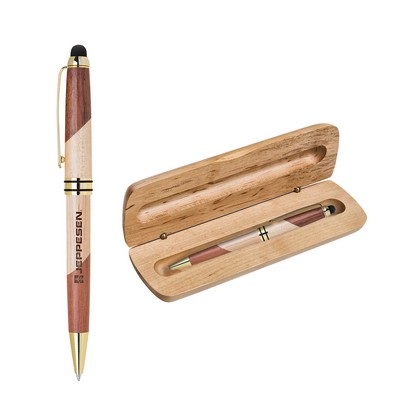 Maplewood Pen Box with Stylus Ballpoint Pen Set (A29/Q016PK)